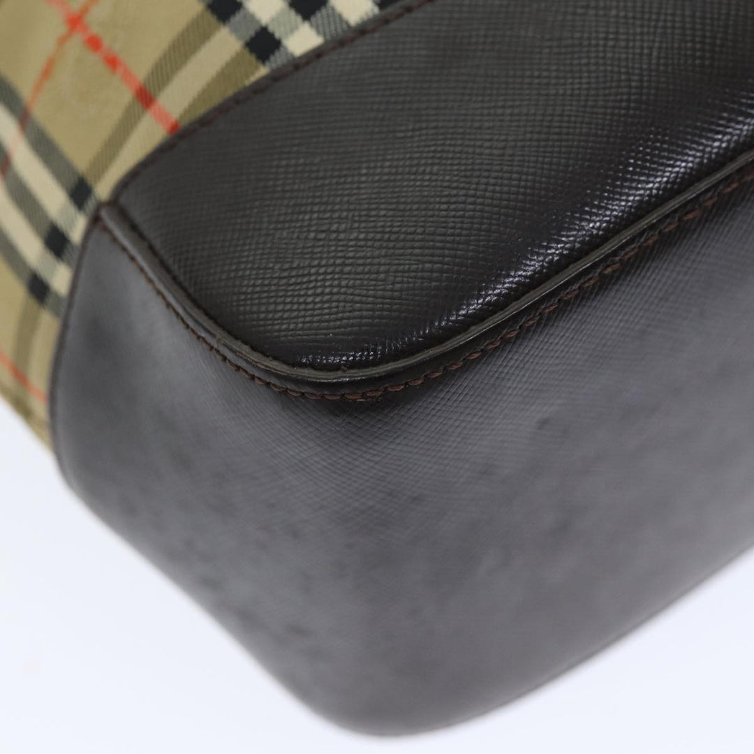 Burberry Nova Check Tote Bag Canvas Leather Beige Auth bs14347