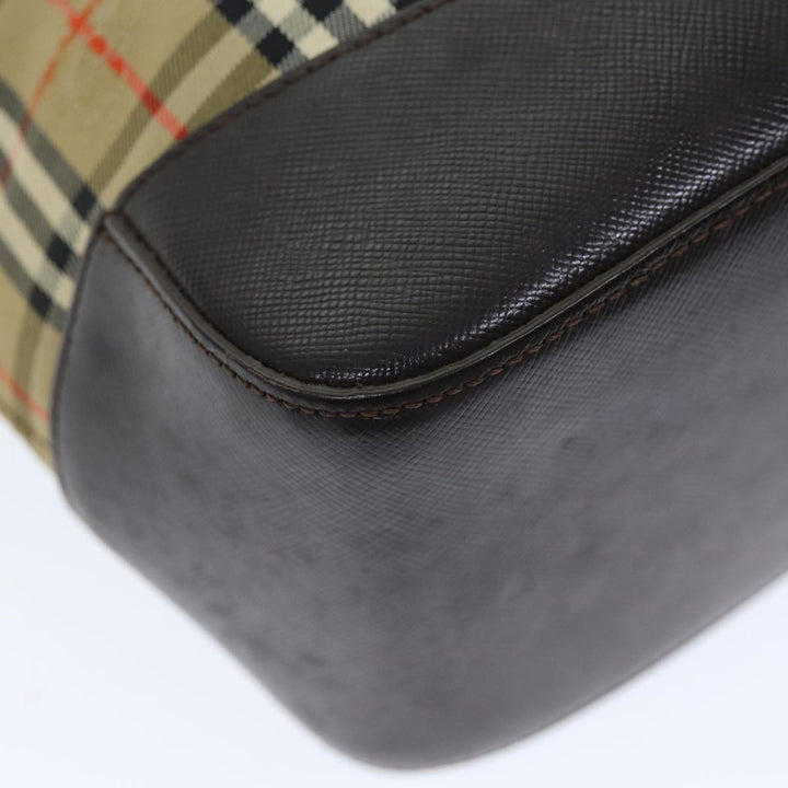 Burberry Nova Check Tote Bag Canvas Leather Beige Auth bs14347