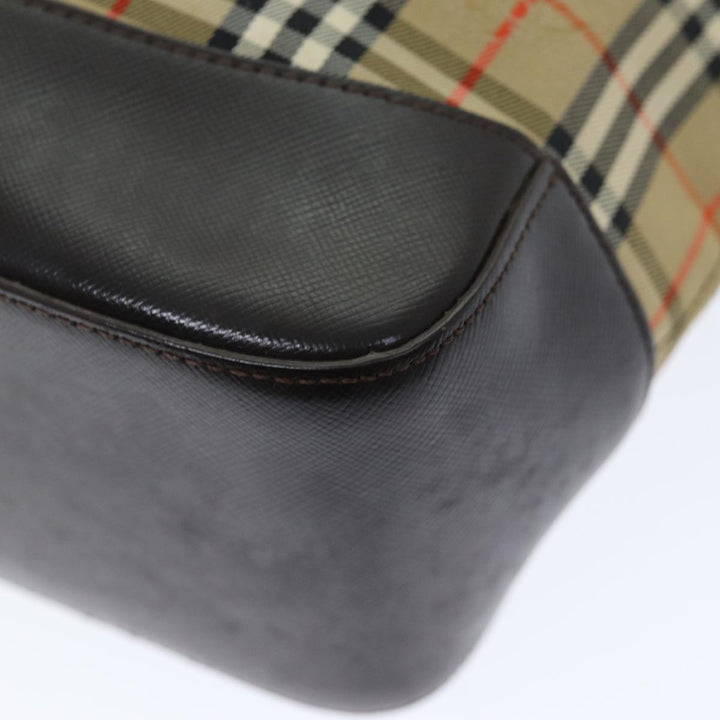 Burberry Nova Check Tote Bag Canvas Leather Beige Auth bs14347