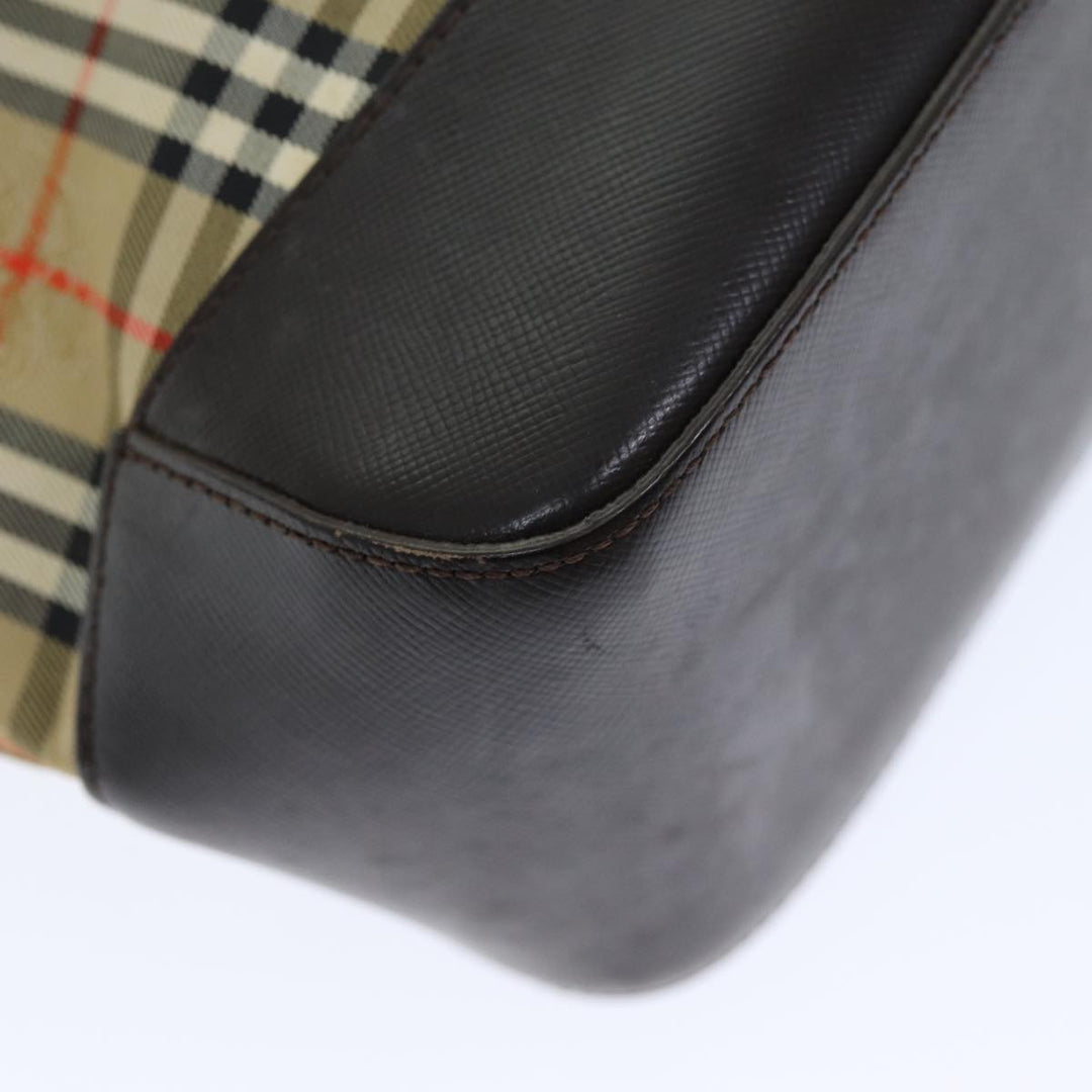 Burberry Nova Check Tote Bag Canvas Leather Beige Auth bs14347