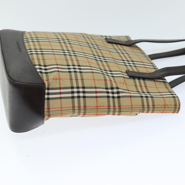 Burberry Nova Check Tote Bag Canvas Leather Beige Auth bs14347