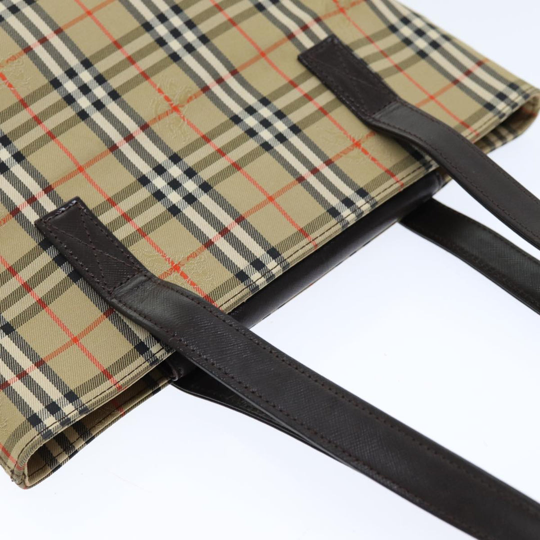 Top Quality Burberry Nova Check Tote Bag Canvas Leather Beige Auth bs14347