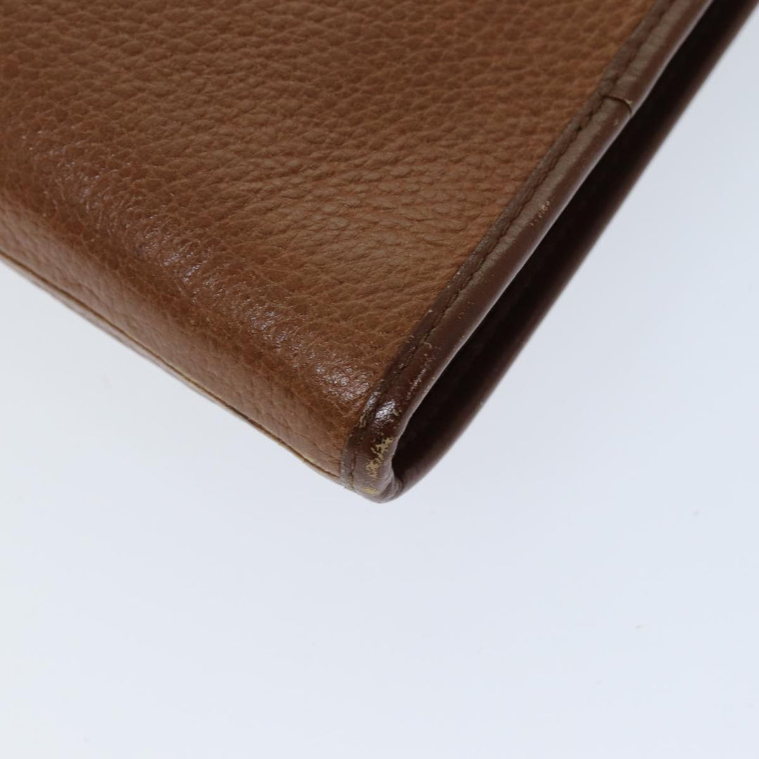 BurberrySs Clutch Bag Leather Brown Auth bs14350