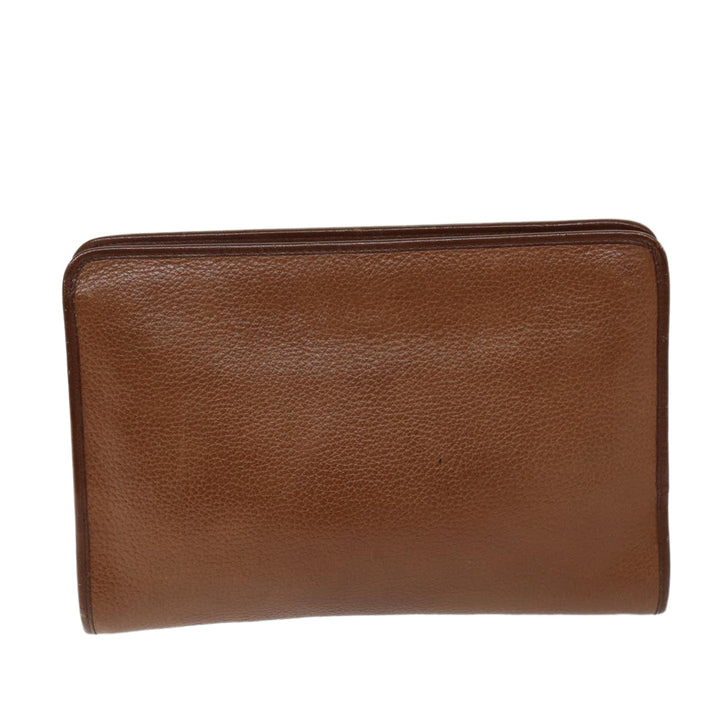 BurberrySs Clutch Bag Leather Brown Auth bs14350