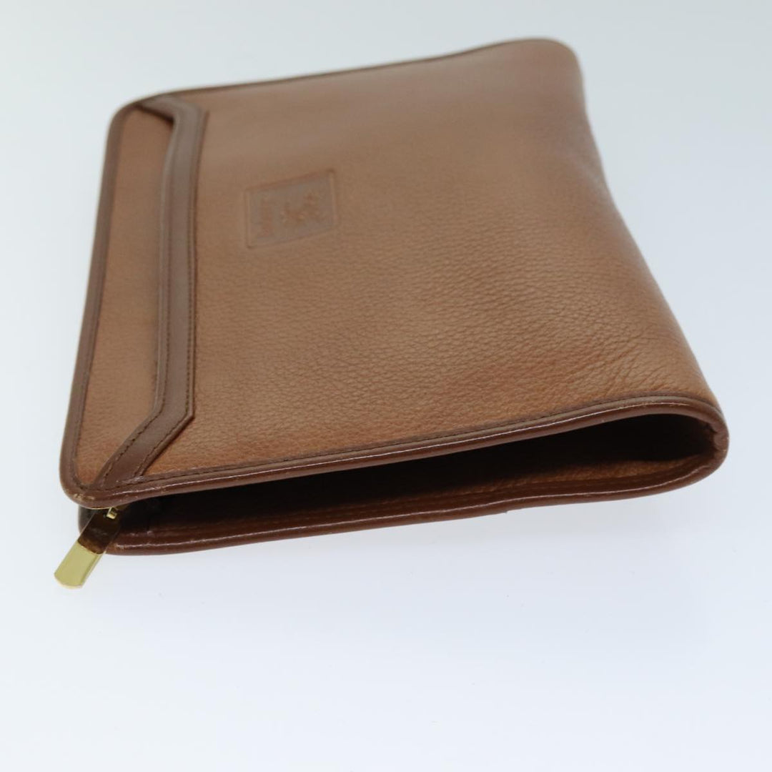 BurberrySs Clutch Bag Leather Brown Auth bs14350