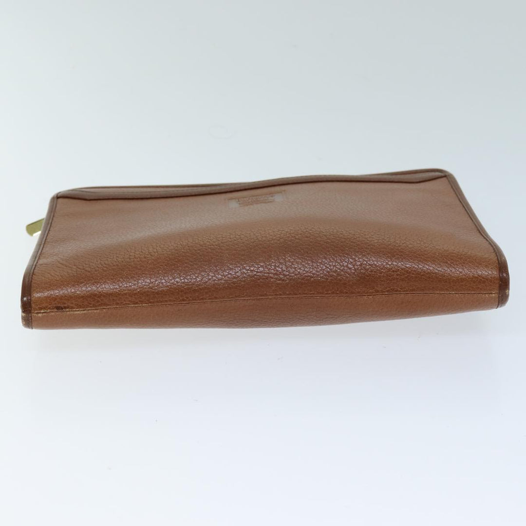 BurberrySs Clutch Bag Leather Brown Auth bs14350