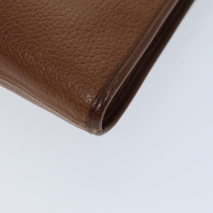 BurberrySs Clutch Bag Leather Brown Auth bs14350