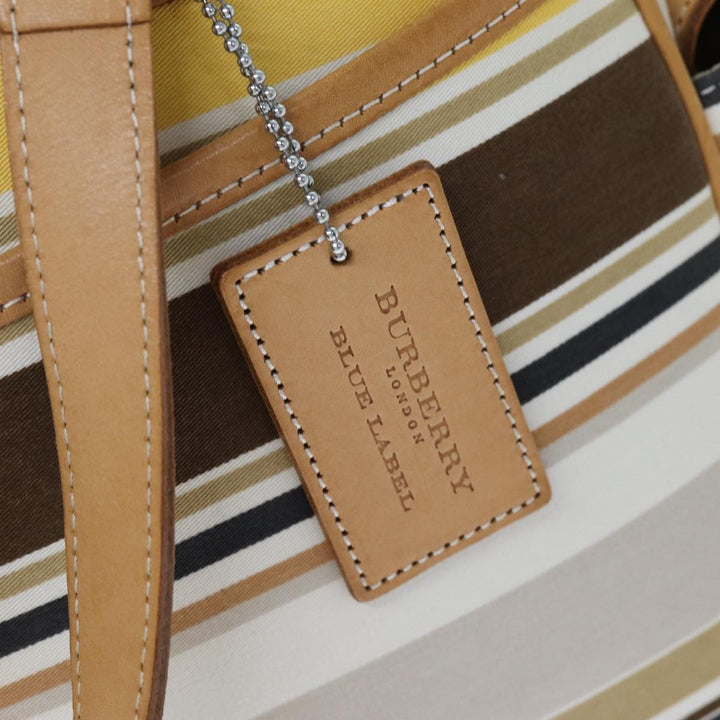 Burberry Blue Label Hand Bag Canvas Beige Auth bs14368