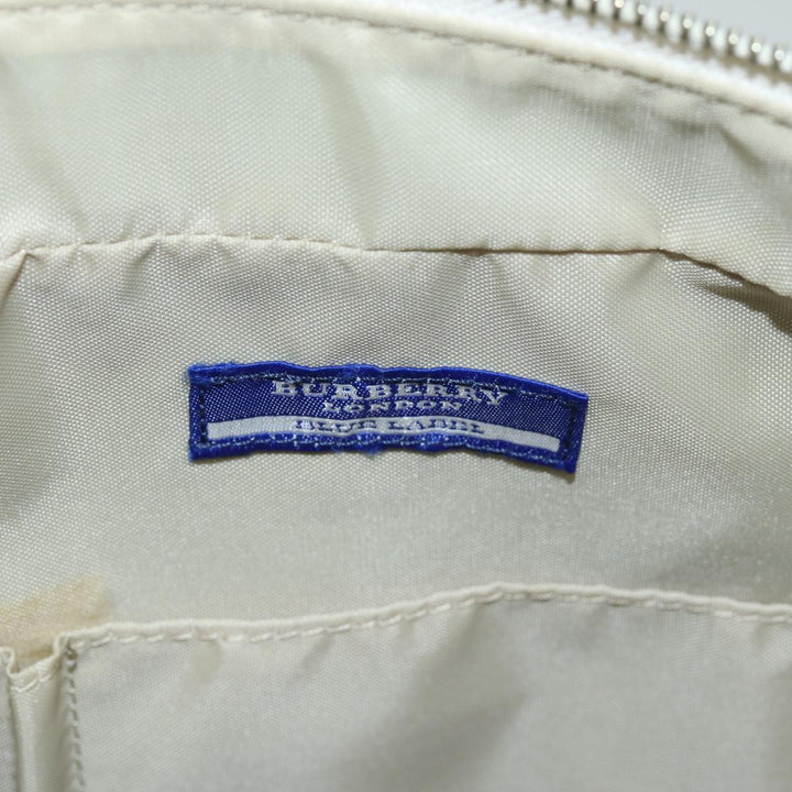 Burberry Blue Label Hand Bag Canvas Beige Auth bs14368