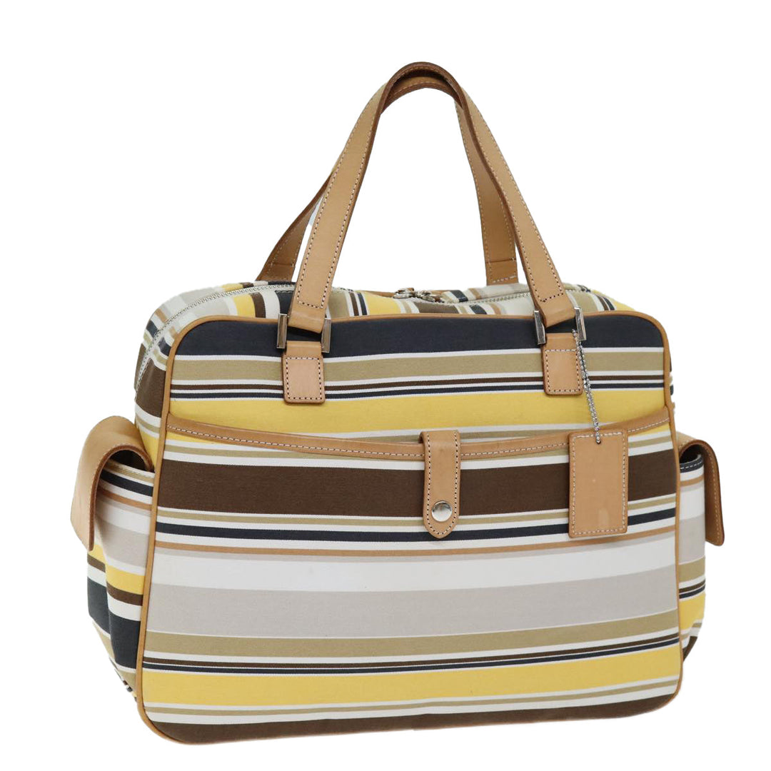 Burberry Blue Label Hand Bag Canvas Beige Auth bs14368