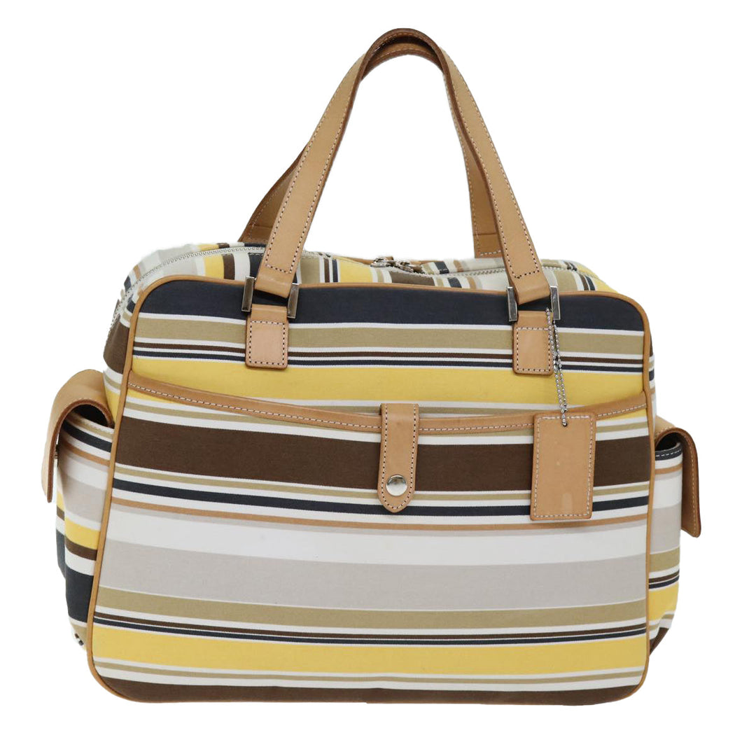 Burberry Blue Label Hand Bag Canvas Beige Auth bs14368