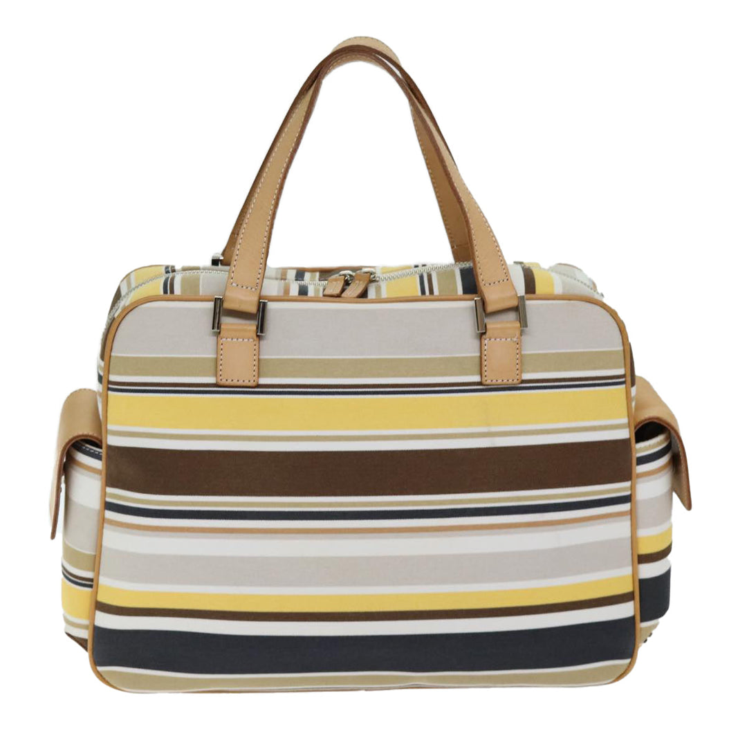 Burberry Blue Label Hand Bag Canvas Beige Auth bs14368