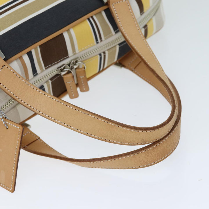 Burberry Blue Label Hand Bag Canvas Beige Auth bs14368