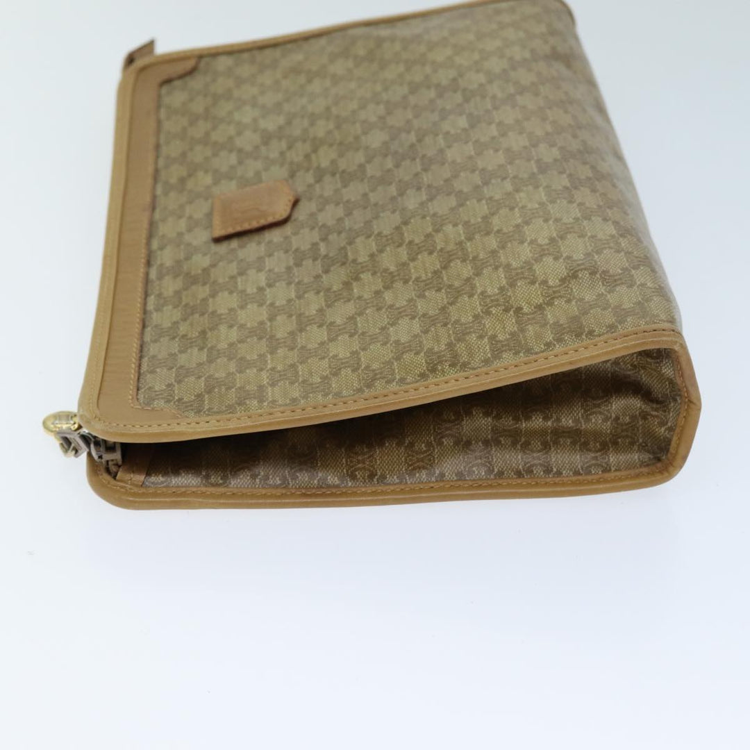 Celine Macadam Canvas Clutch Bag Beige Auth bs14378