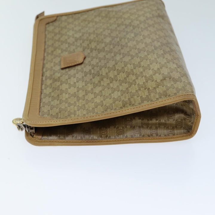 Celine Macadam Canvas Clutch Bag Beige Auth bs14378