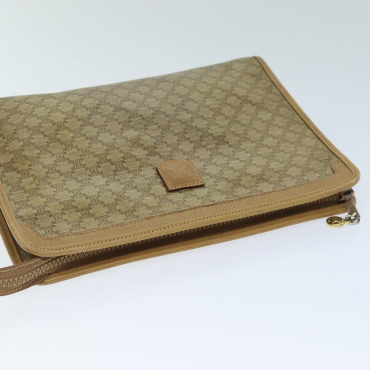 Celine Macadam Canvas Clutch Bag Beige Auth bs14378
