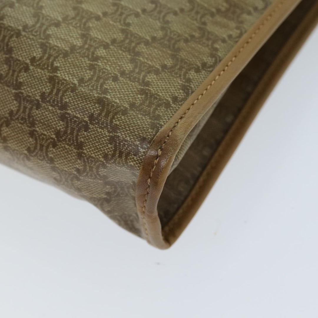 Celine Macadam Canvas Clutch Bag Beige Auth bs14378