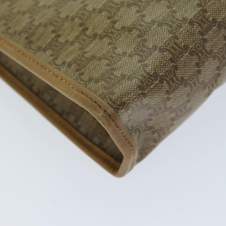 Celine Macadam Canvas Clutch Bag Beige Auth bs14378