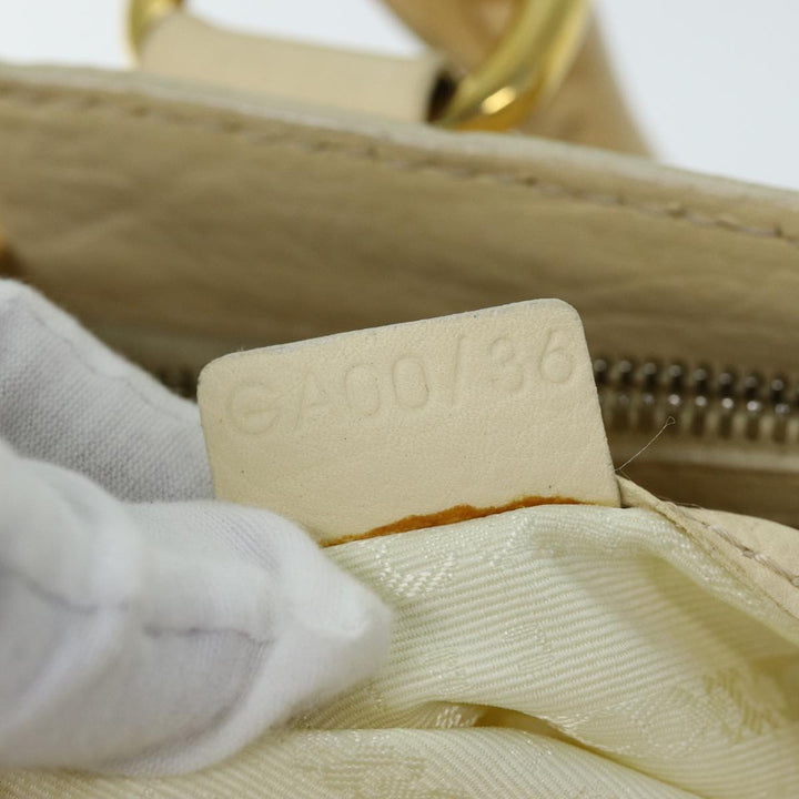 Celine Boogie bag Hand Bag Leather Beige Auth bs14379