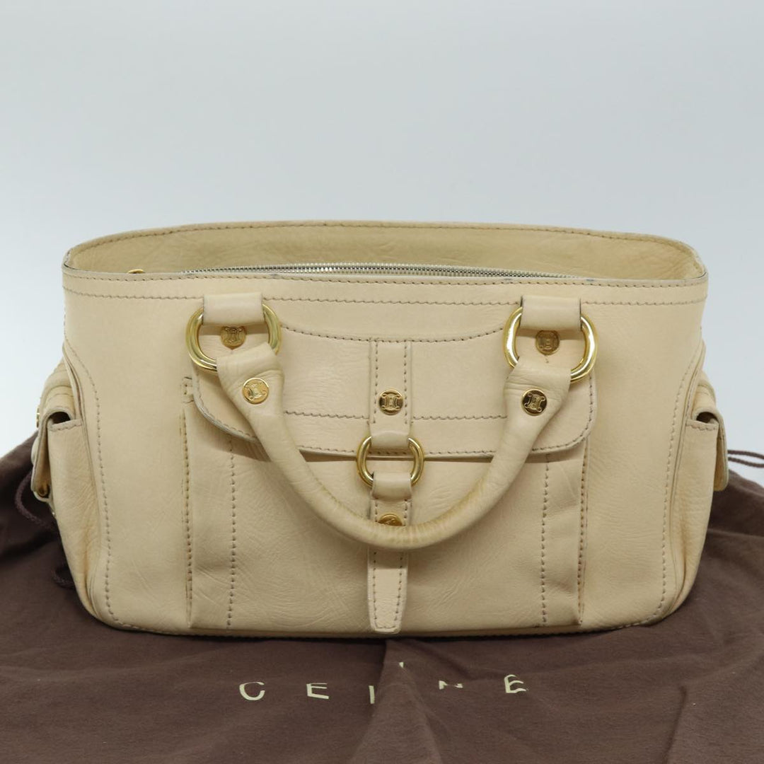 Celine Boogie bag Hand Bag Leather Beige Auth bs14379