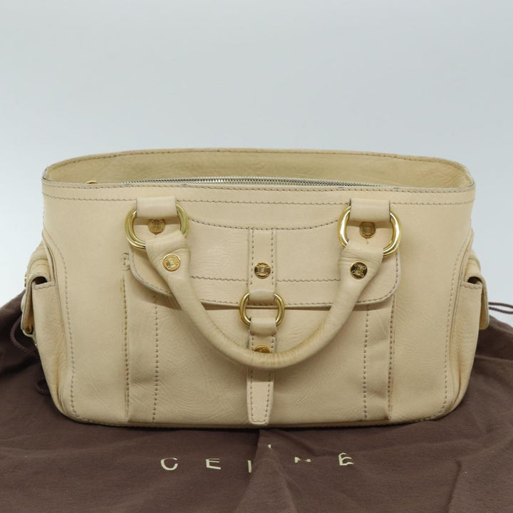 Celine Boogie bag Hand Bag Leather Beige Auth bs14379