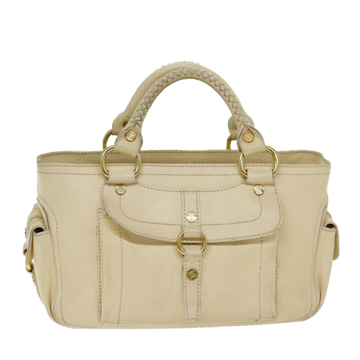 Celine Boogie bag Hand Bag Leather Beige Auth bs14379