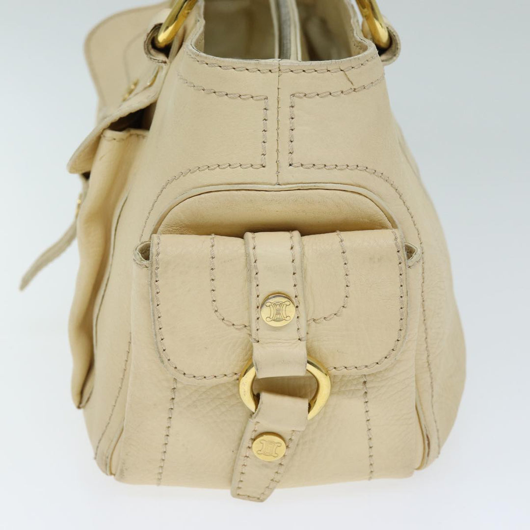 Celine Boogie bag Hand Bag Leather Beige Auth bs14379