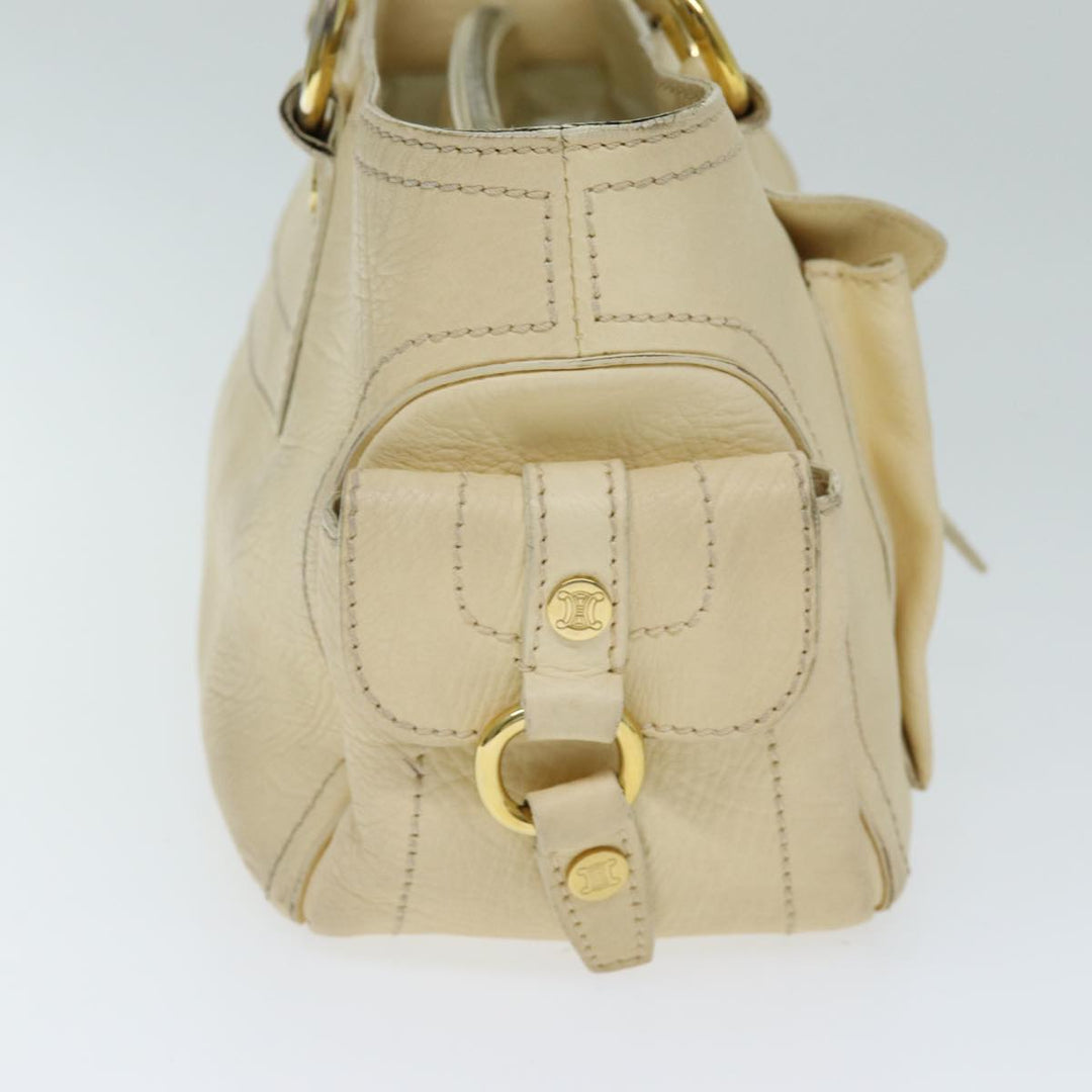 Celine Boogie bag Hand Bag Leather Beige Auth bs14379