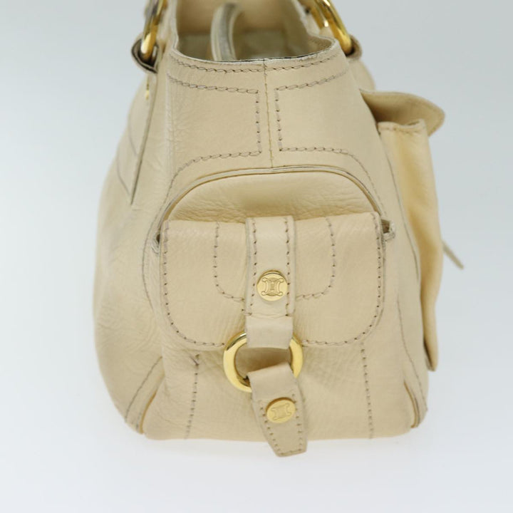 Celine Boogie bag Hand Bag Leather Beige Auth bs14379