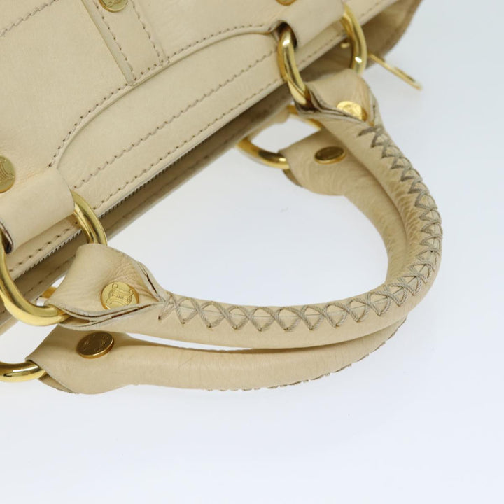 Celine Boogie bag Hand Bag Leather Beige Auth bs14379