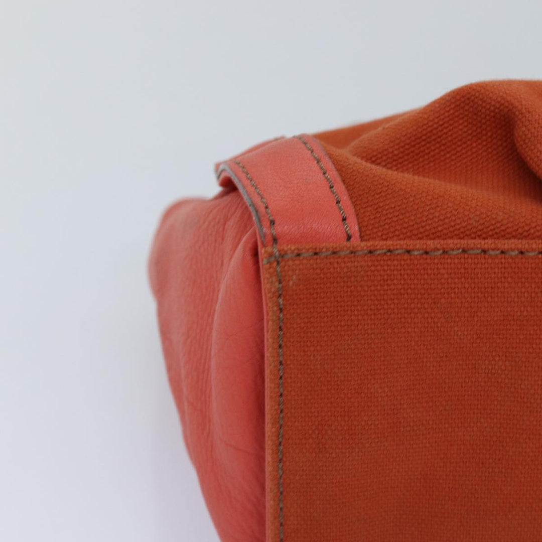 Burberry Blue Label Hand Bag Canvas 2way Orange Auth bs14381