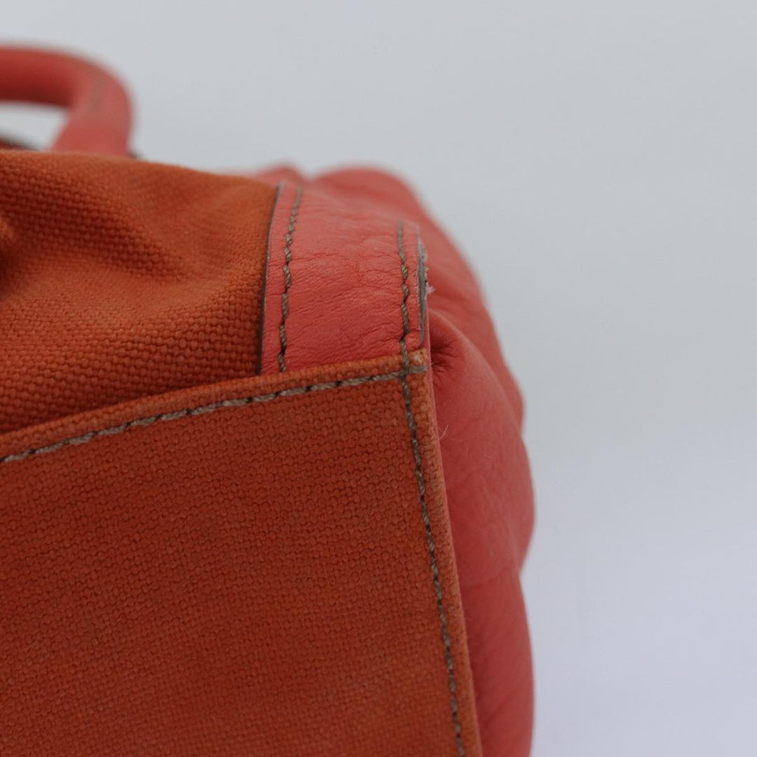 Burberry Blue Label Hand Bag Canvas 2way Orange Auth bs14381