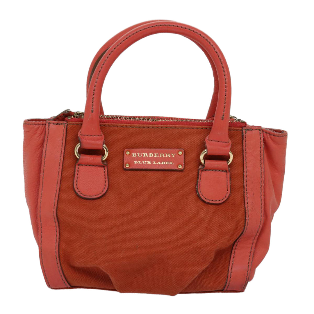 Burberry Blue Label Hand Bag Canvas 2way Orange Auth bs14381