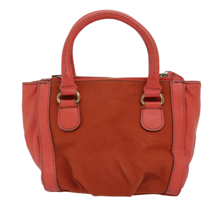 Burberry Blue Label Hand Bag Canvas 2way Orange Auth bs14381