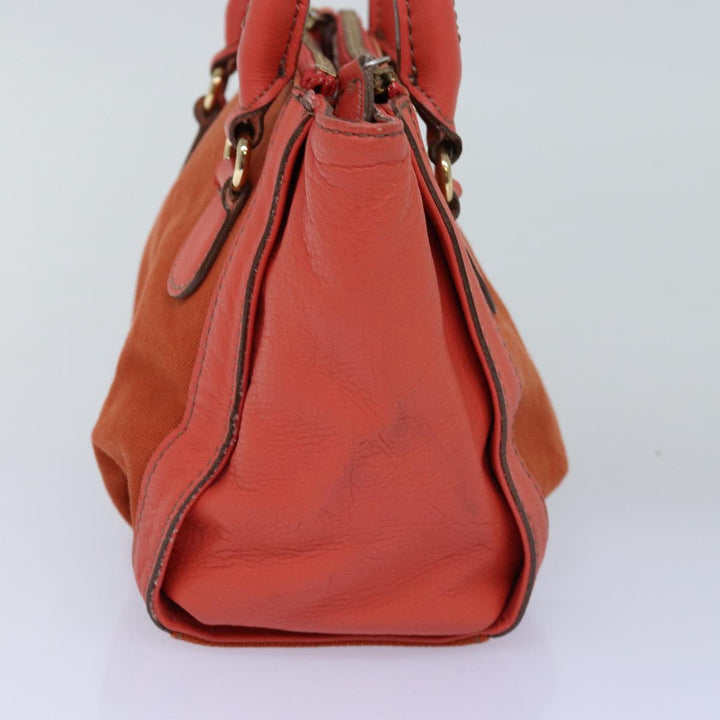 Burberry Blue Label Hand Bag Canvas 2way Orange Auth bs14381