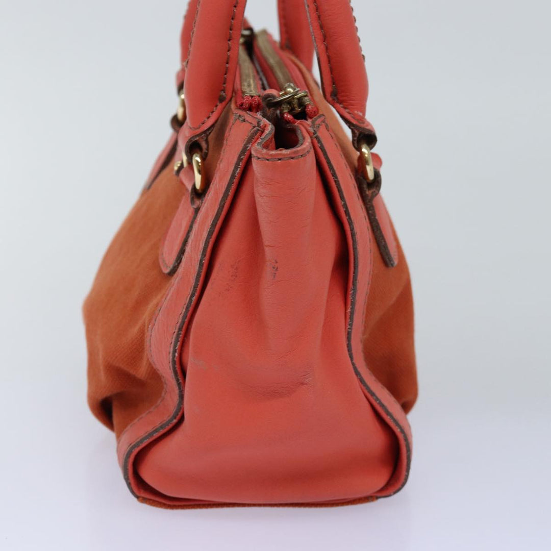 Burberry Blue Label Hand Bag Canvas 2way Orange Auth bs14381