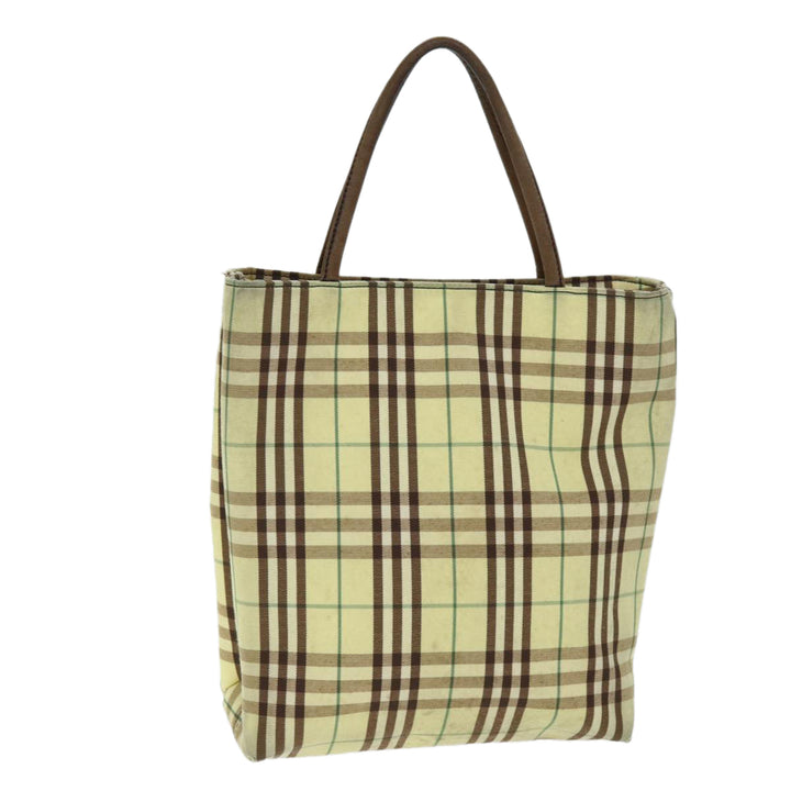 Burberry Nova Check Hand Bag Canvas Yellow Auth bs14382