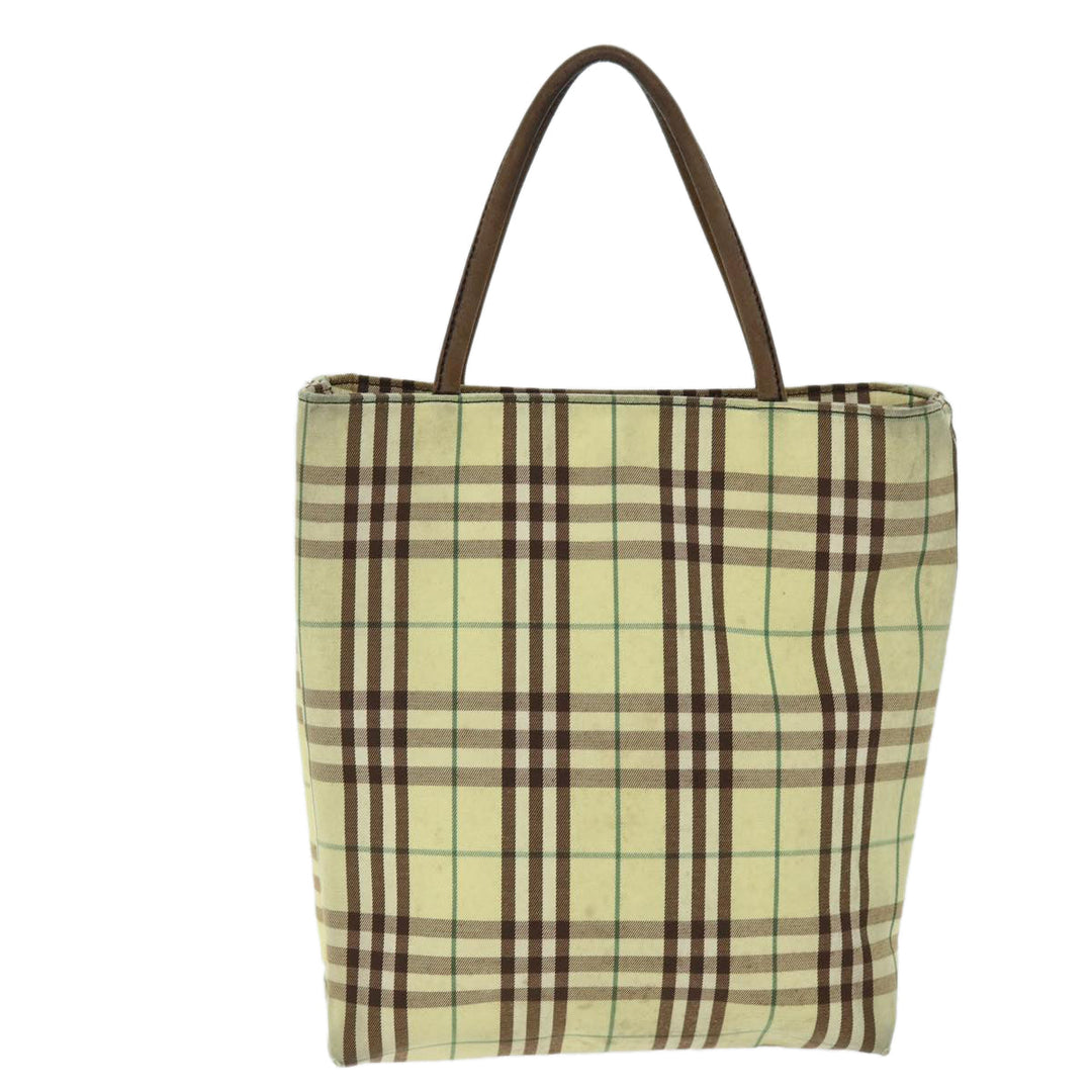 Burberry Nova Check Hand Bag Canvas Yellow Auth bs14382