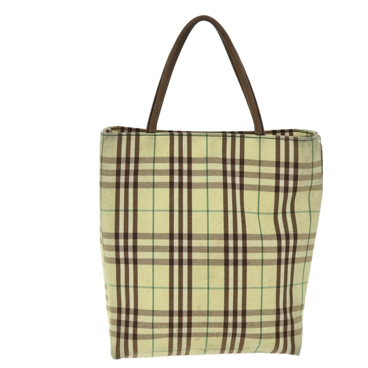 Burberry Nova Check Hand Bag Canvas Yellow Auth bs14382