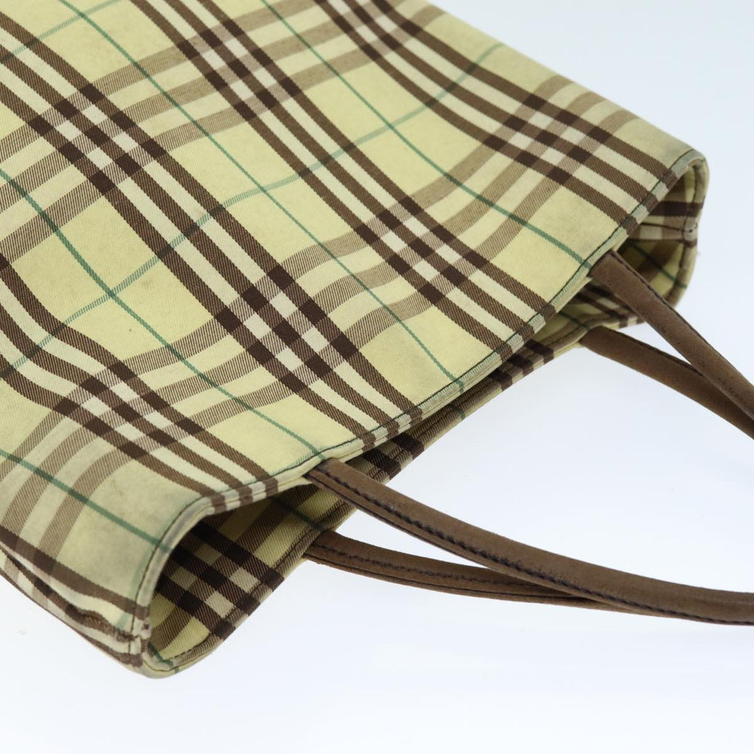 Burberry Nova Check Hand Bag Canvas Yellow Auth bs14382