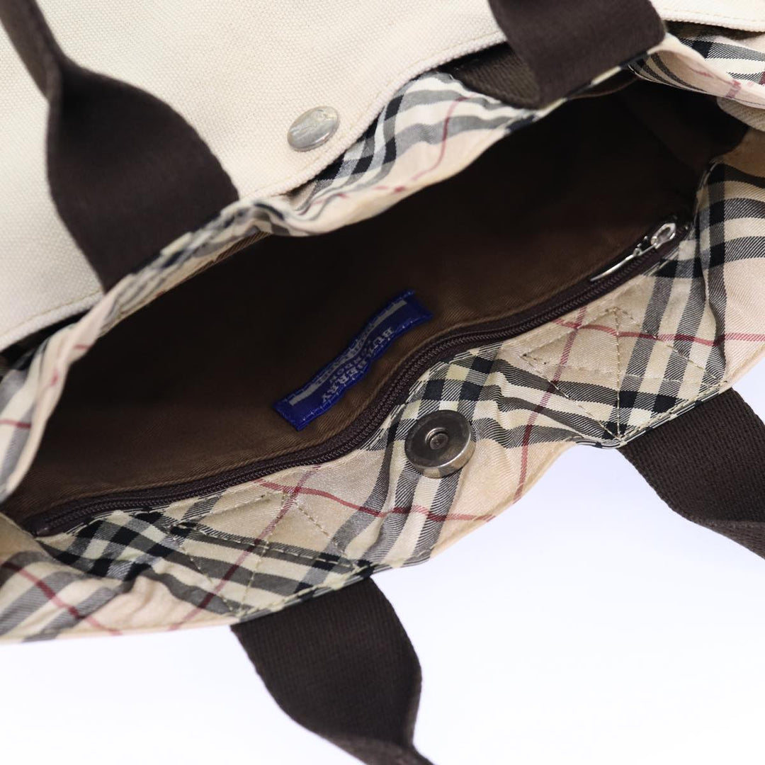 Burberry Nova Check Blue Label Hand Bag Canvas Beige Auth bs14383