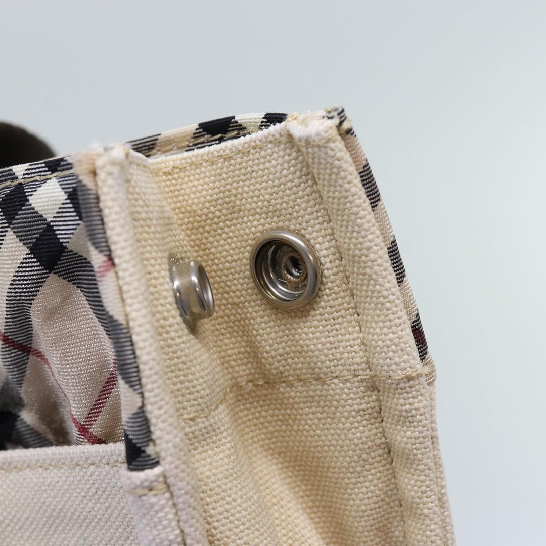 Burberry Nova Check Blue Label Hand Bag Canvas Beige Auth bs14383