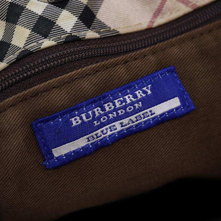 Burberry Nova Check Blue Label Hand Bag Canvas Beige Auth bs14383