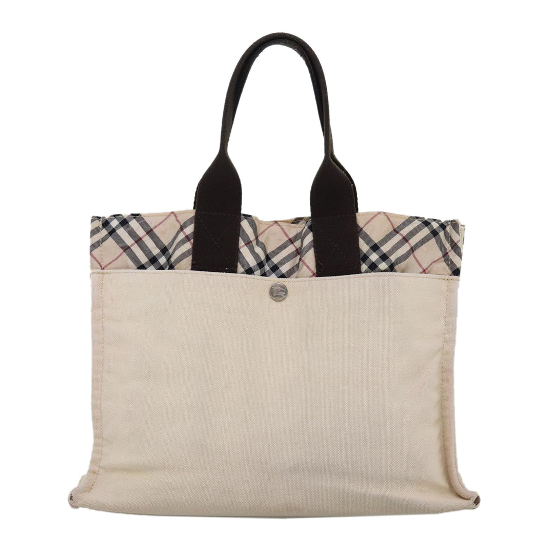 Burberry Nova Check Blue Label Hand Bag Canvas Beige Auth bs14383