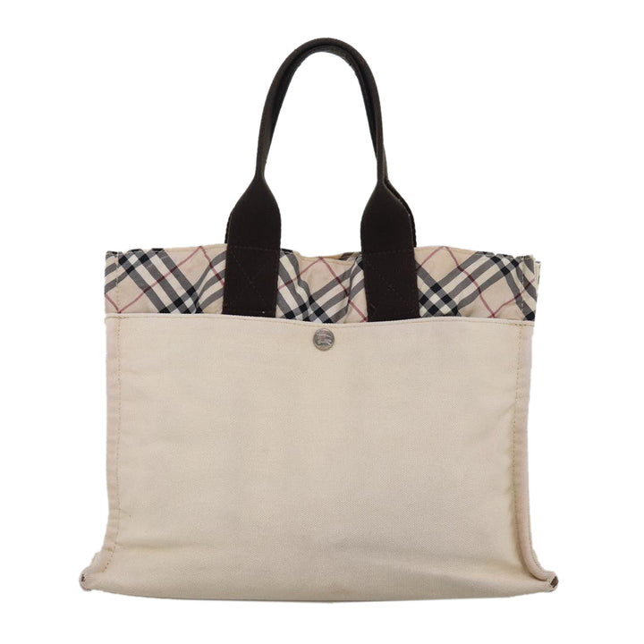 Burberry Nova Check Blue Label Hand Bag Canvas Beige Auth bs14383