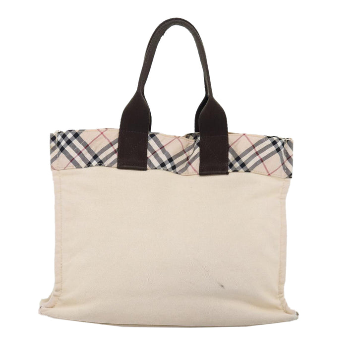 Burberry Nova Check Blue Label Hand Bag Canvas Beige Auth bs14383