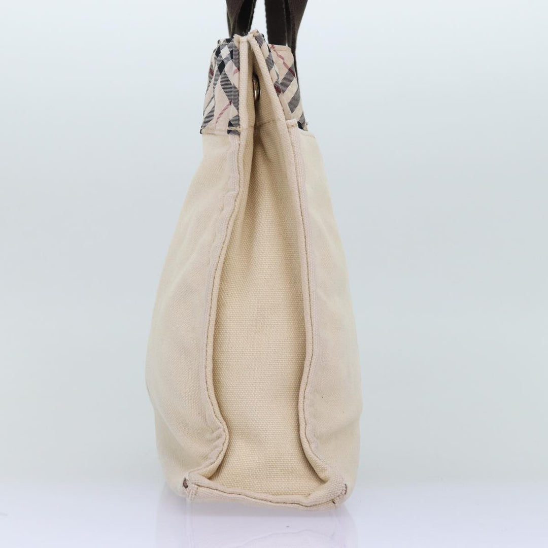 Burberry Nova Check Blue Label Hand Bag Canvas Beige Auth bs14383