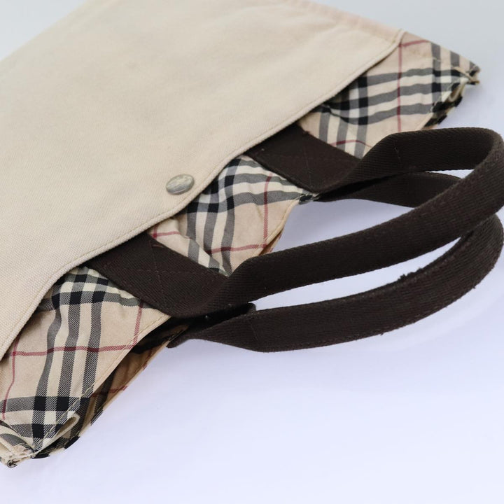 Burberry Nova Check Blue Label Hand Bag Canvas Beige Auth bs14383