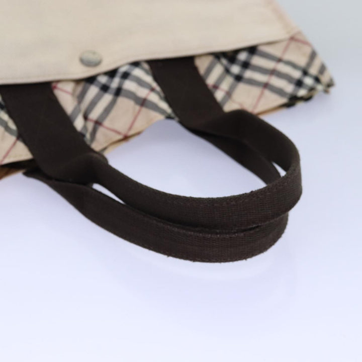 Burberry Nova Check Blue Label Hand Bag Canvas Beige Auth bs14383