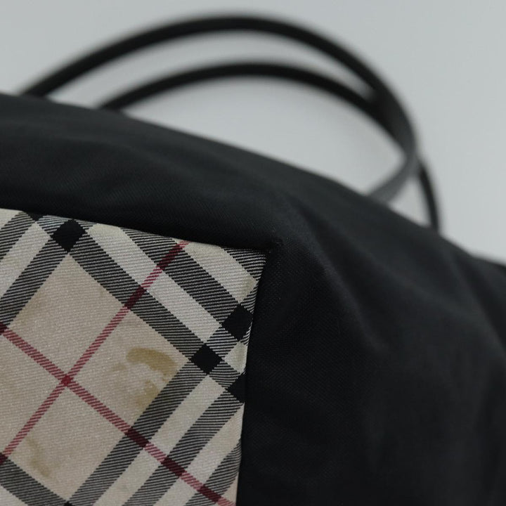 Burberry Nova Check Blue Label Tote Bag Nylon Black Beige Auth bs14385